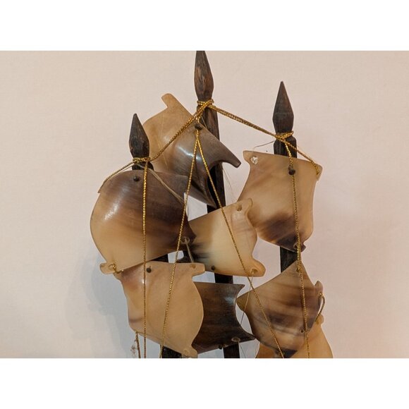 Handcrafted Horn Sailing Ship Decor - 12" Tall - Unique Nautical Figurine - Picture 3 of 6